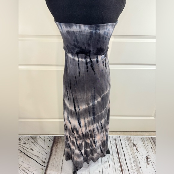 Enti Chic Vintage Tie-Dye Maxi Skirt in Black, Gray and Cream Medium - Picture 3 of 10